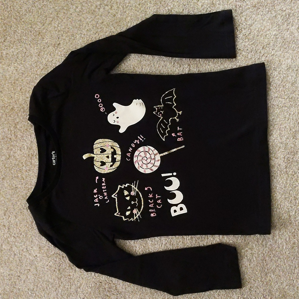Carter's Halloween Glitter Graphic Black Long Sleeve Tee, size 5